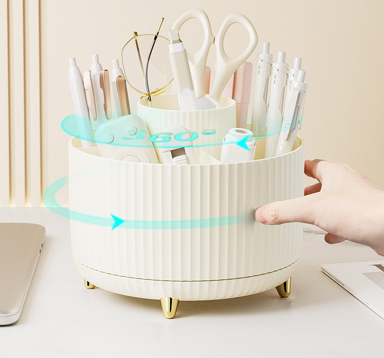 Organizador Giratorio 360° · Escritorio y Maquillaje · 5 Compartimentos