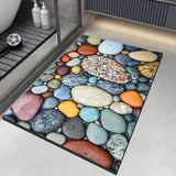 Alfombra de Baño 3D Antideslizante · Secado Rápido · Estampado de Piedras
